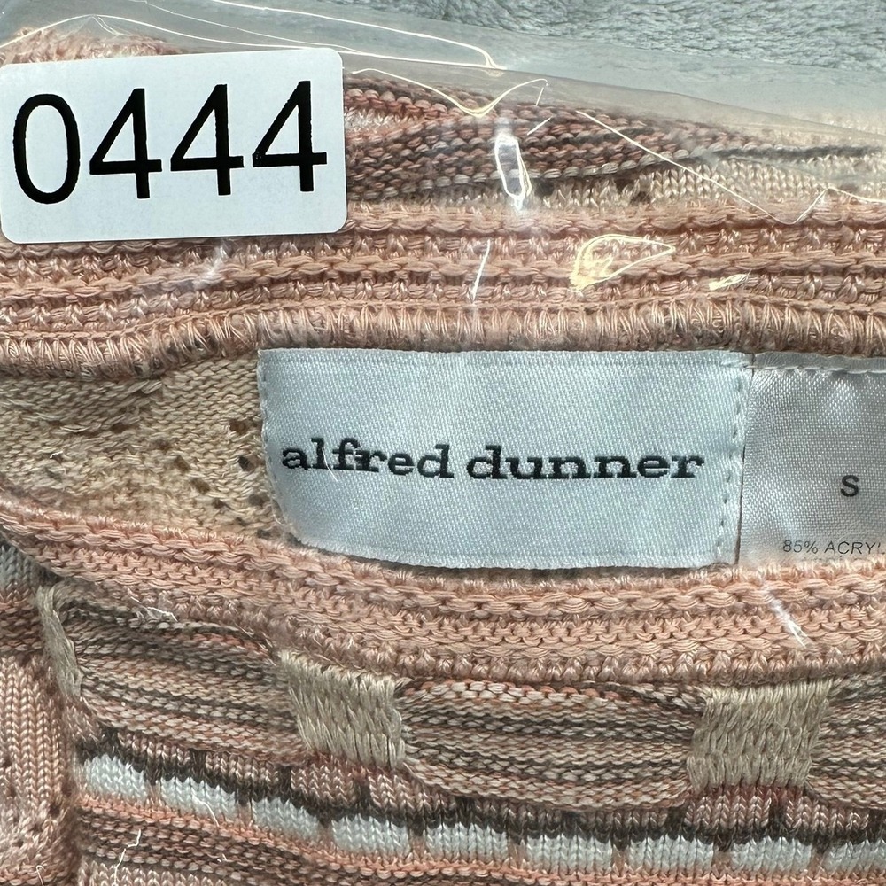 Alfred Dunner Knit Top Womens Small Peach Geometric Pointelle Short Sleeve Top - Picture 10 of 10